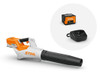 STIHL BGA 57 cordless blower set with AK 20 battery and charger, designed for lightweight leaf removal, driveway cleanup, and garden maintenance.