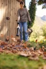 STIHL BGA 30 cordless blower set clearing leaves from steps and garden areas with lightweight battery-powered performance.
