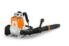 STIHL BA110115921 professional cordless backpack blower featuring dual battery slots, ergonomic harness, and high-performance blower tube.