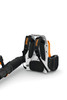 Rear view of STIHL BA110115901 cordless backpack blower showing padded shoulder straps and ergonomic backpack support system.