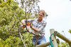 STIHL GTA 26 cordless garden pruner cutting tree branches during pruning and garden maintenance work.