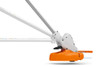 Close-up of the STIHL FSA 50 S cordless trimmer featuring an adjustable cutting head for improved trimming angles and user comfort.