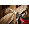 Milwaukee 48-00-5706 WRECKER 9 in. SAWZALL blade cutting wood with embedded nails using a Milwaukee Hackzall reciprocating saw during demolition.