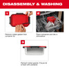 Milwaukee 49-16-0203 stainless steel container cleaning instructions showing removable lid and dishwasher-safe container.