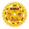 DeWalt DWA271424 7-1/4 inch 24-tooth carbide tipped circular saw blade for framing and general wood cutting.