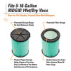 RIDGID 97457 VF6000 HEPA vacuum filter featuring pleated filter media, easy installation and secure gasket design.