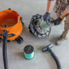 RIDGID 97457 VF6000 HEPA filter being removed and replaced on a RIDGID wet dry vacuum.