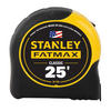Stanley 33-725 25-foot FatMax tape measure with chrome/black high-impact case and 1-1/4 inch wide yellow blade.