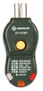 Greenlee GT-10GFI 120V circuit tester with GFCI test button and wiring fault indicator lights.