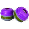 North Safety 75SCP100L Defender multi-purpose respirator cartridges with integrated P100 filters for protection against organic vapors, chlorine, sulfur dioxide, formaldehyde, ammonia, and particulates.