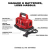 Milwaukee M18 six-pack sequential charger with REDLINK intelligence, wall-mountable design, and sequential charging.