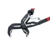 Close-up of Wiha 32637 10-inch Soft Grip Auto Pliers showing self-adjusting serrated jaws for secure gripping of round, hex, and irregular fasteners.