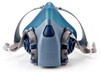 3M 7501 small half facepiece reusable respirator with dual filter cartridge connections front view.