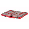 Milwaukee 48-22-8431 PACKOUT Low-Profile Organizer with removable bins, clear impact-resistant lid, IP65 weather seal, and modular PACKOUT compatibility.