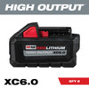 Milwaukee 48-11-1862 M18 HIGH OUTPUT XC6.0 Battery 2-Pack showing the fuel gauge and ruggedized housing.
