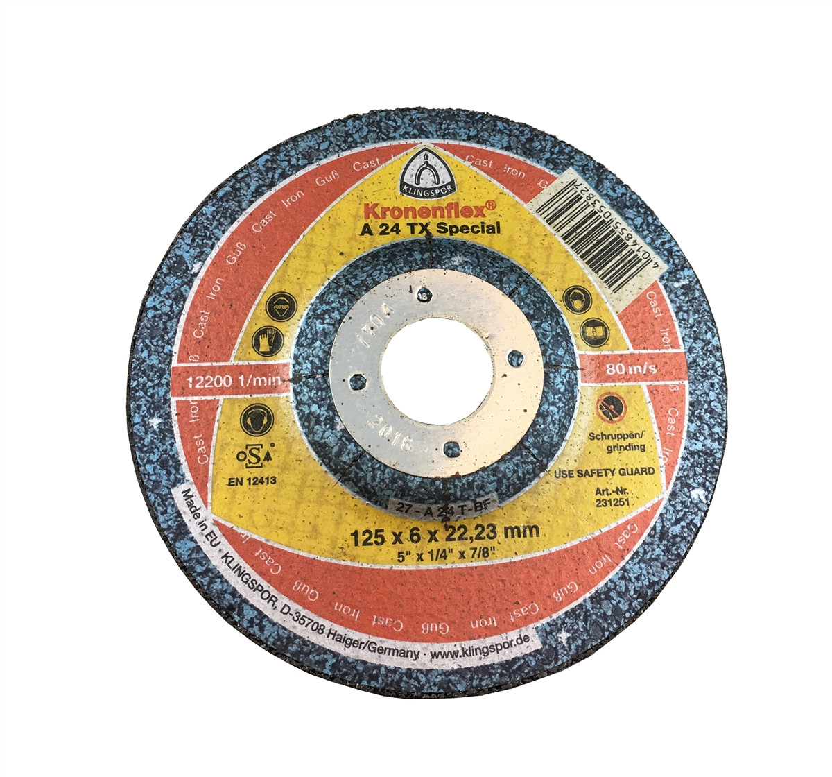 Klingspor 231251 5" x 1/4" x 7/8" A24TX Grinding DiscEdmonton Fasteners