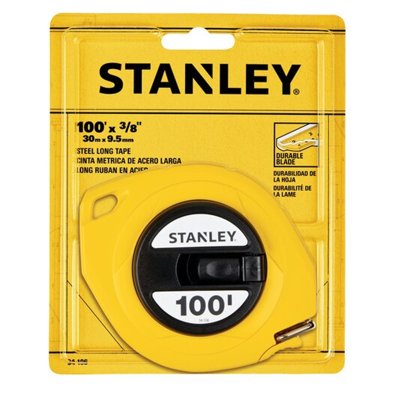 Stanley 100 ft Tape Measure, 1/2 in Blade 34-790