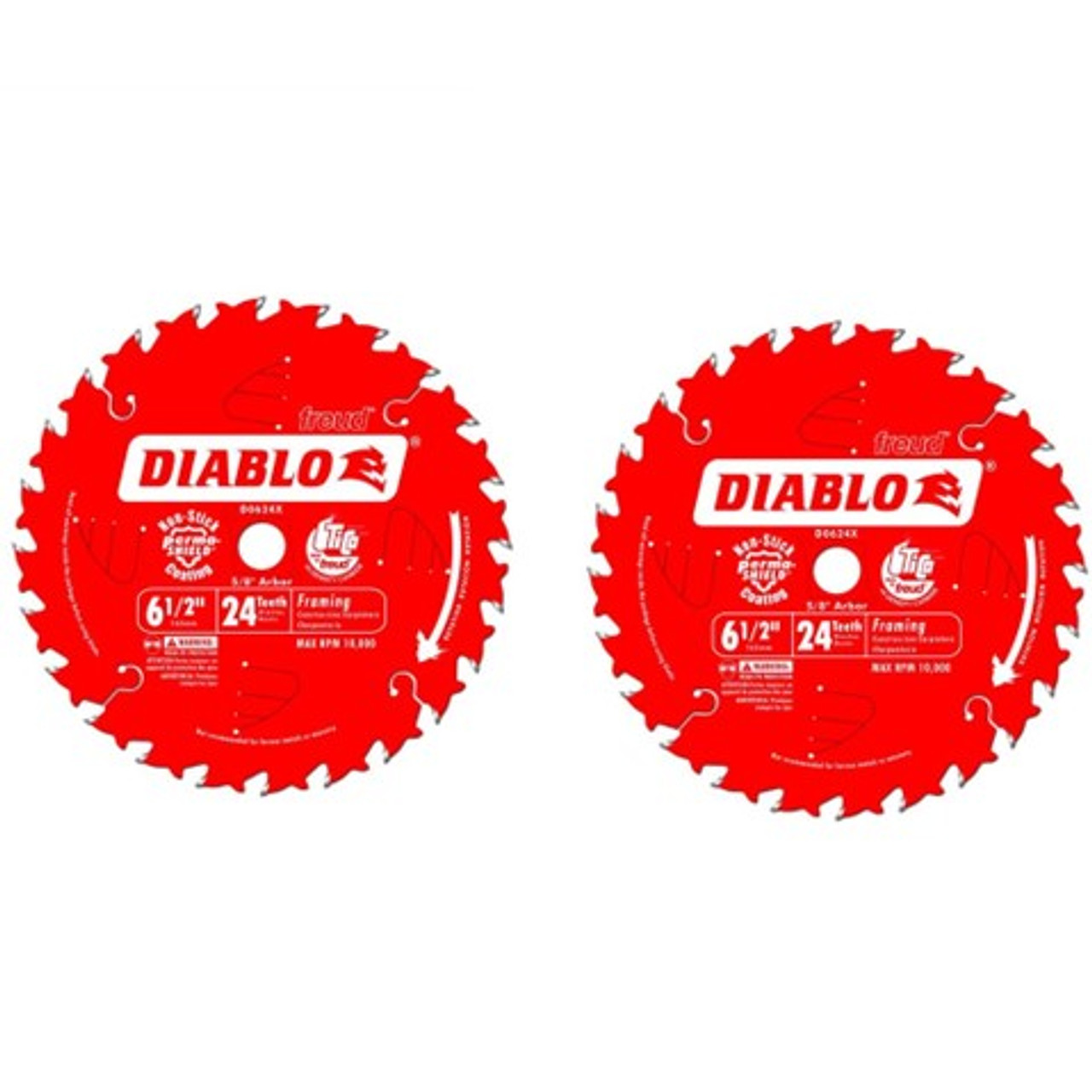 Diablo D0624PX 6-1/2″ 24-Tooth Wood Cutting Framing Saw Blade 2-Pack