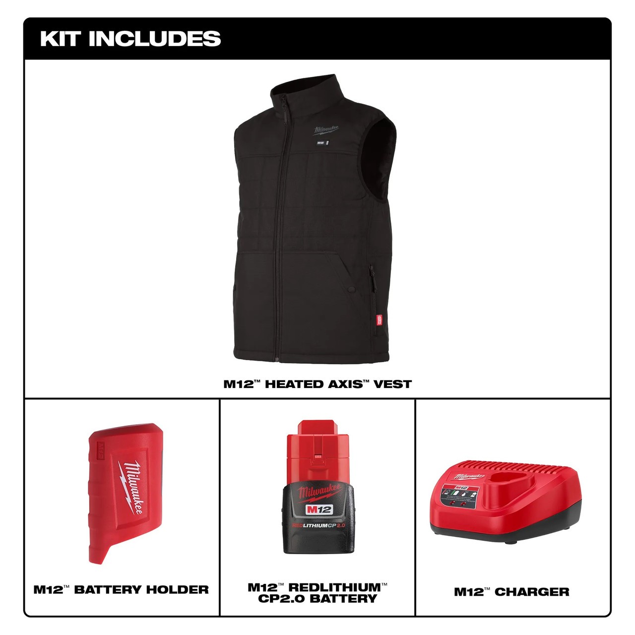 Milwaukee 305 M12 Heated AXIS Black Vest