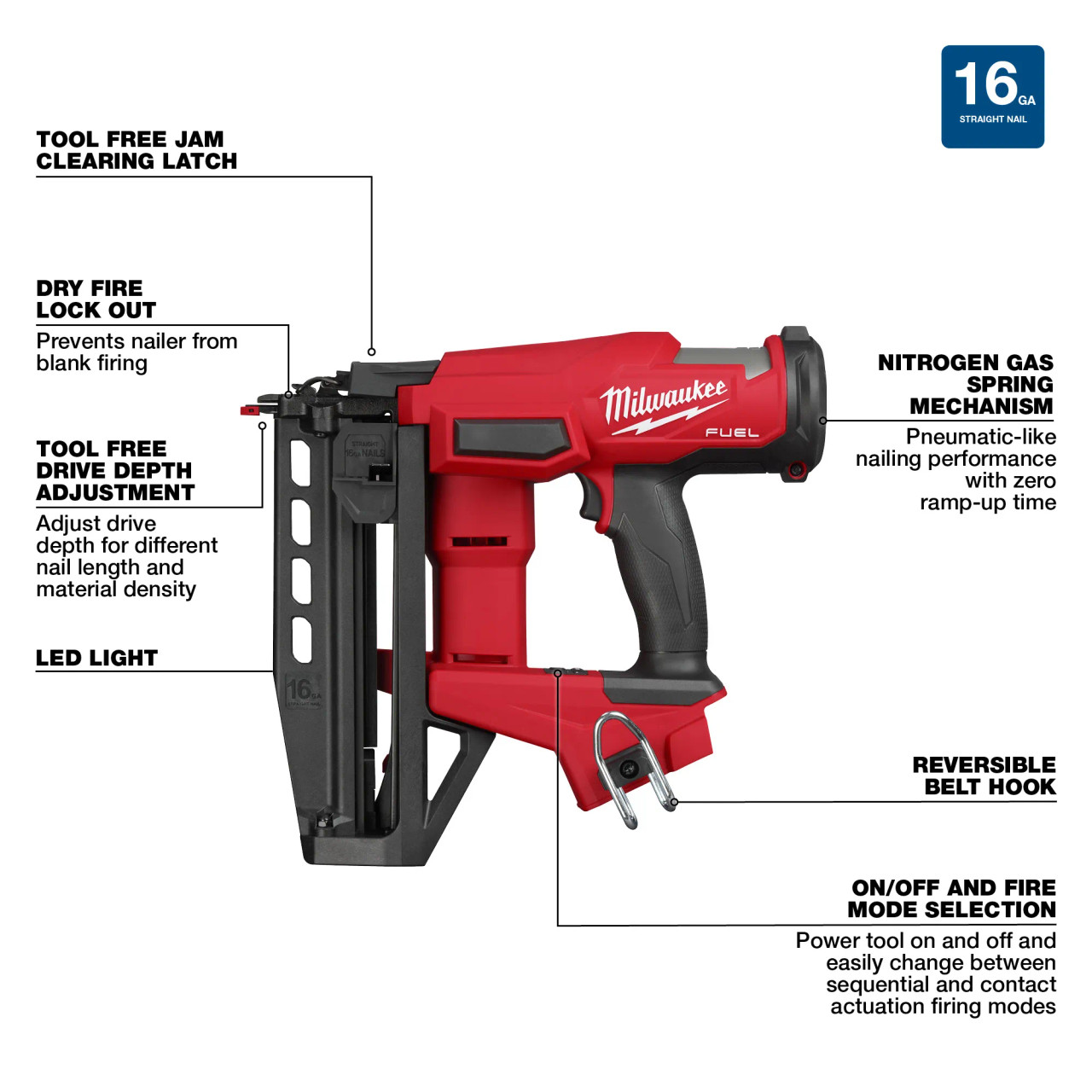 Milwaukee 2841-21CT M18 FUEL™ 16 Gauge Angled Finish Nailer Kit