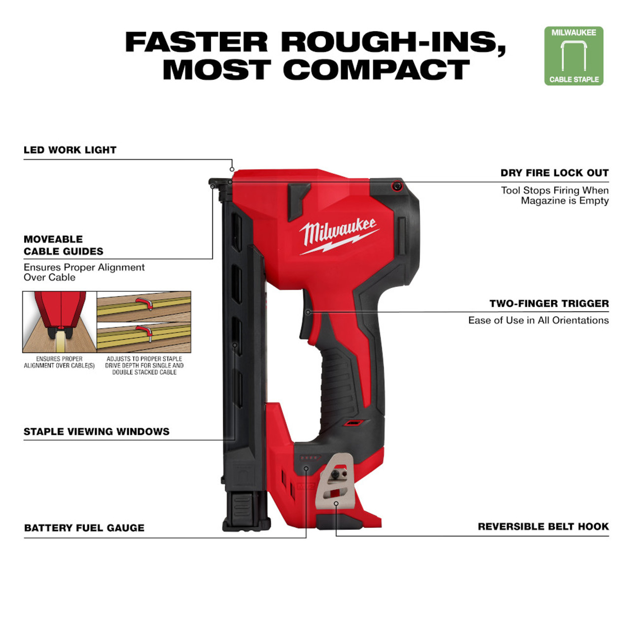M12 12 Volt Lithium Ion Cordless Cable Stapler - Tool Only