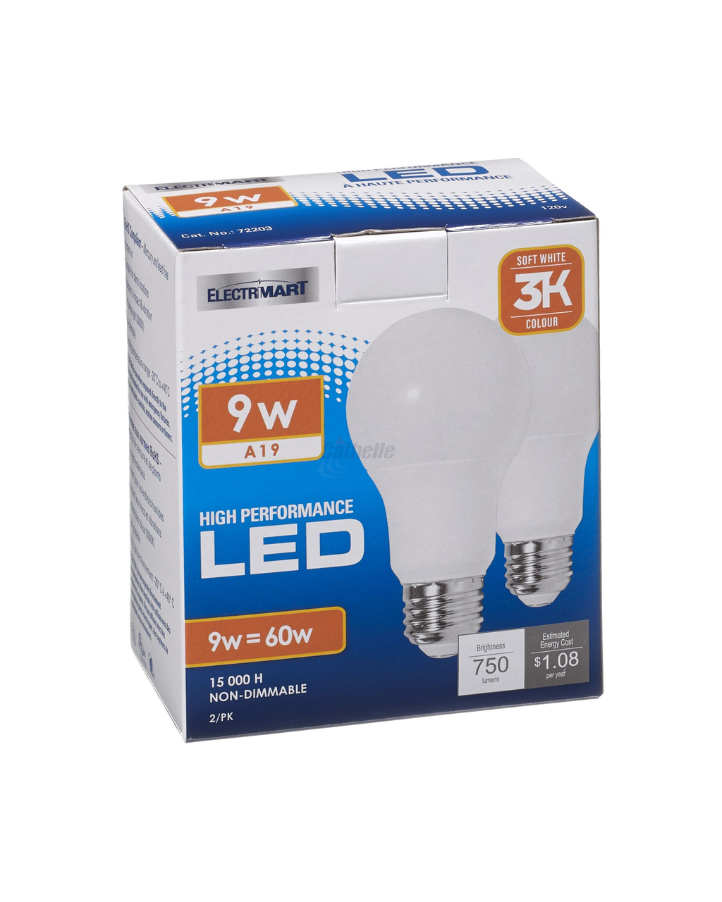 9 Led A19 LED Light Bulb, 9W, 120V - 2 Pack