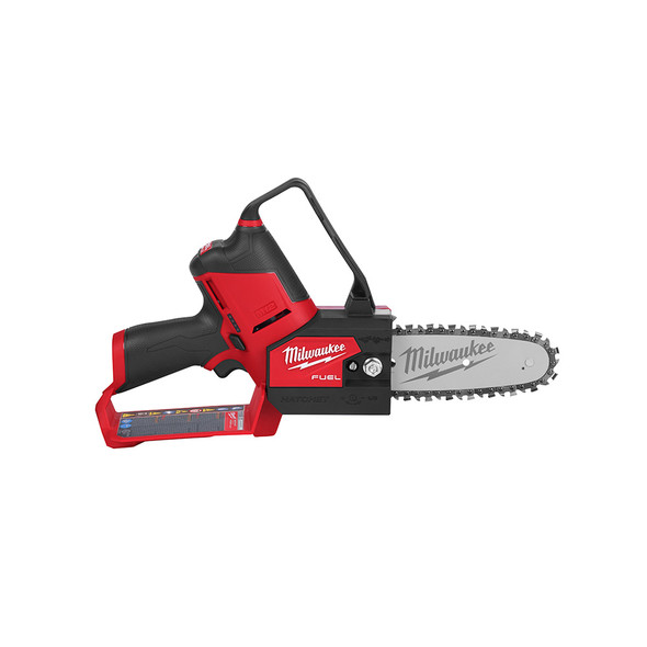Milwaukee 2527-20 M12 FUEL HATCHET 6-inch Pruning Saw bare tool featuring the compact hand-guard and red housing.