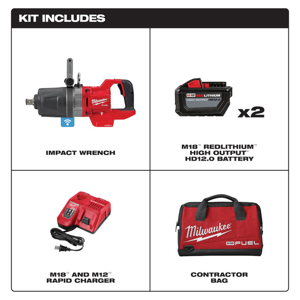 Milwaukee 2868-22HD M18 FUEL™ 1 in. D-Handle High Torque Impact Wrench w/ ONE-KEY™ Kit