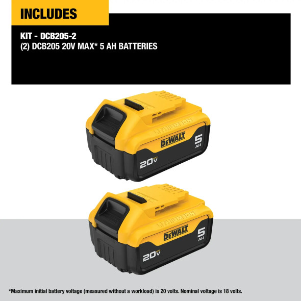 Dewalt Dcb205 2 Battery 2 Pack Includes.