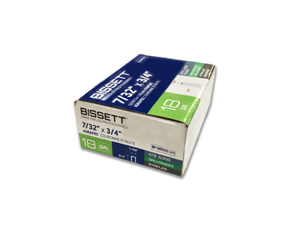 Bissett BF-SX50353/4 3/4" x 7/32" Narrow Crown 18GA Staples