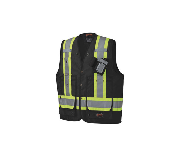 Pionner CSA Surv./Supervisors Black Safety Vest - 600D PU Coated OX. Poly