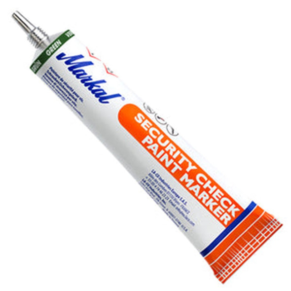 Markal's Security Check Paint Marker is ideal for indicating tampering or loosening of bolts or parts.