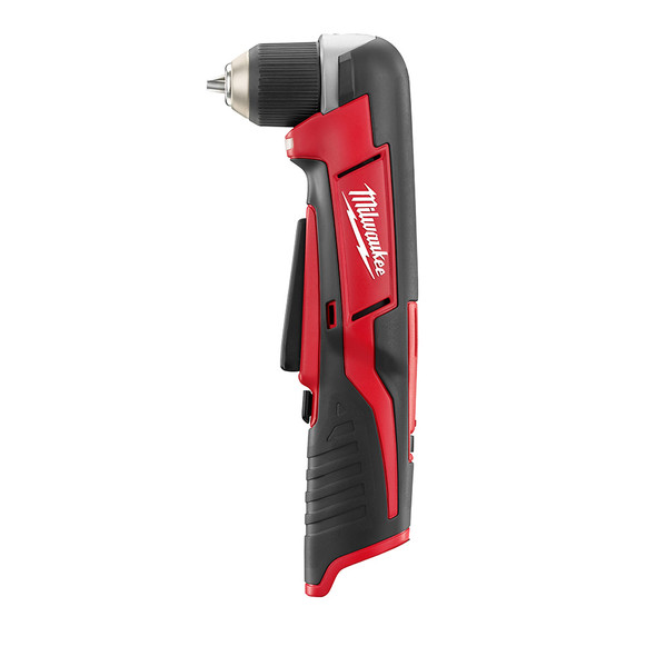 Milwaukee 2415-20 M12 cordless 3/8 inch right angle drill driver tool only left side view.