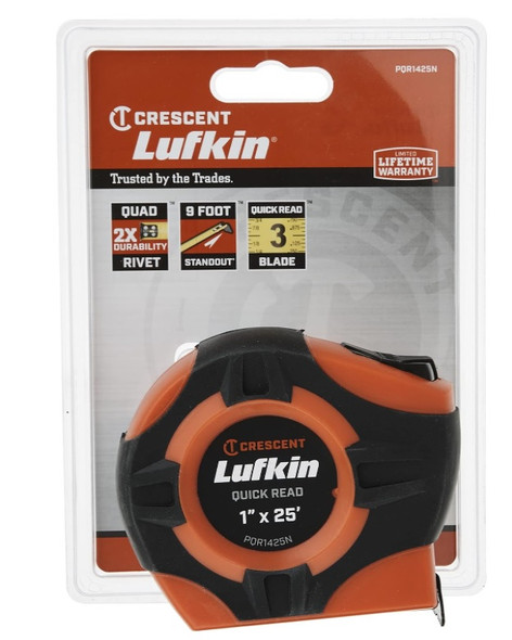 Crescent Lufkin PQR1425N 1" x 25' Quikread® Power Return Yellow Clad Tape Measure