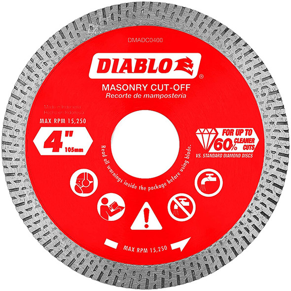 Diablo DMADC0400 4″ Diamond Continuous Rim Cut-Off Discs for Masonry