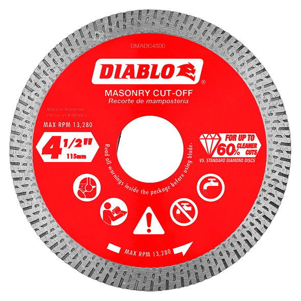 Diablo DMADC0450 4-1/2″ Diamond Continuous Rim Cut-Off Discs for Masonry