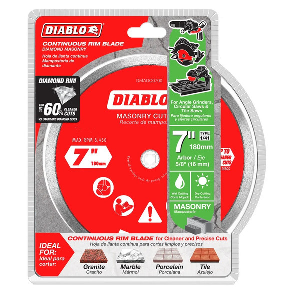 Diablo DMADC0700 7 in. Diamond Continuous Rim Cut-Off Discs for Masonry
