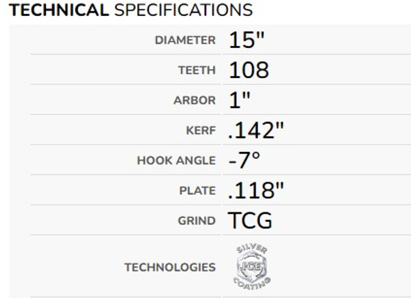 Freud LU89M015 15" Thick Stock Aluminum Metal Blade