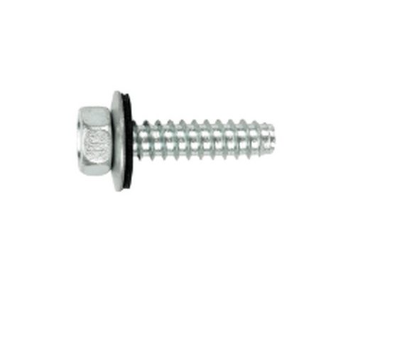 SFS 1297832 1/4-14 x 4-inch Type B 304 stainless steel self-tapping metal-to-metal screw with hex washer head and EPDM bonded sealing washer.