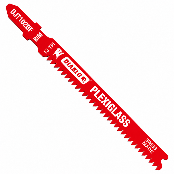 Diablo DJT102BF5 3-5/8-inch 13 TPI bi-metal T-shank jig saw blade for plexiglass.