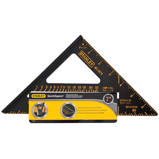 Stanley 46-071 7-inch Premium Quick Square made of heavy-duty aluminum with black etched graduations.