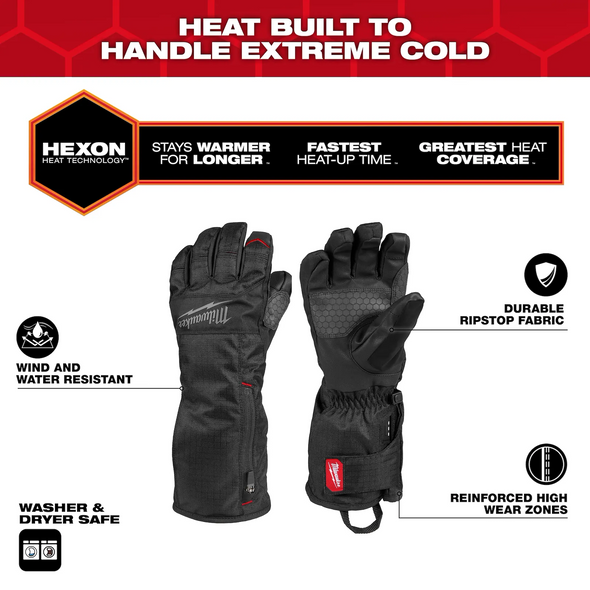 Powered by Milwaukee’s NEW HEXON HEAT TECHNOLOGY, these gloves STAY warm for LONGER in all temperatures, deliver the FASTEST HEAT-UP TIME, and offer the GREATEST HEAT COVERAGE throughout the garment. Powered by Milwaukee’s NEW HEXON HEAT TECHNOLOGY, these gloves STAY warm for LONGER in all temperatures, deliver the FASTEST HEAT-UP TIME, and offer the GREATEST HEAT COVERAGE throughout the garment.