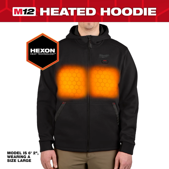 M12 Heated Hoodie delivers heat built for complete comfort, powered by Milwaukee’s hexon heat technology. M12 Heated Hoodie delivers heat built for complete comfort, powered by Milwaukee’s hexon heat technology.