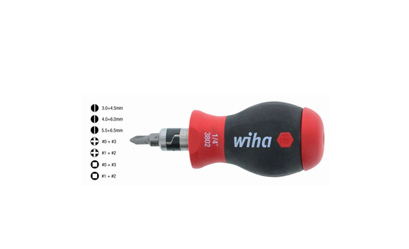 WIHA Tools 38090 14inOne SoftFinish Stubby Multi-Bit Driver