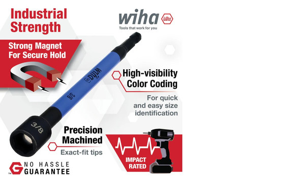 Close-up of the industrial rare earth magnet inside the Wiha 1/4" hex nut setter.