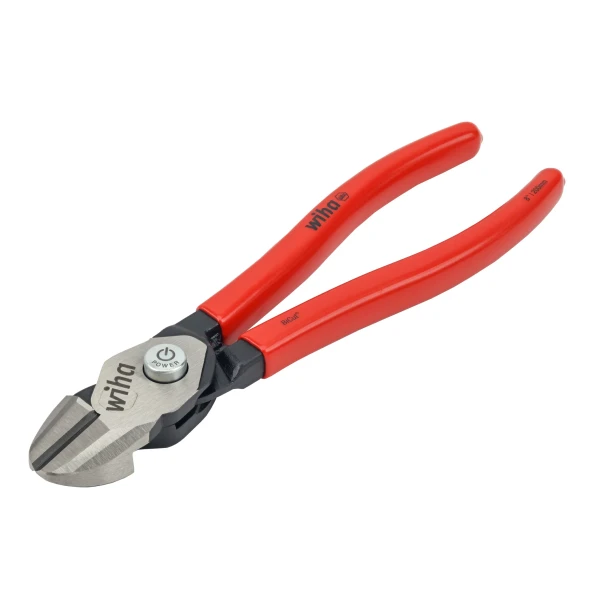 Wiha 32636 8-inch Classic Grip BiCut compound diagonal cutters with high-leverage cutting edges, DynamicJoint technology, and ergonomic red comfort grips.