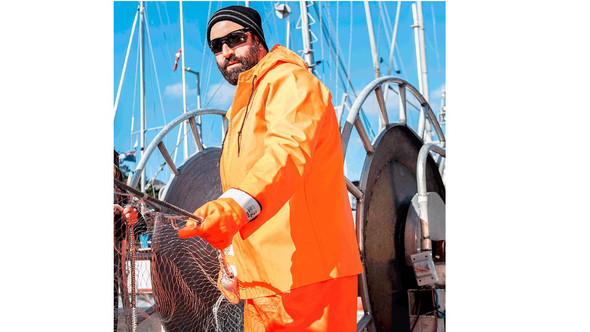 Ranpro V3246250-S SNAPPER Rain Jacket with Hood-Orange-Small