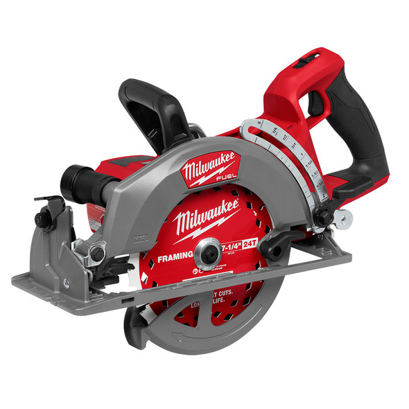 Milwaukee 2931-20 M18 FUEL 7-1/4-inch Rear Handle Circular Saw with RAPIDSTOP brake and brushless motor.