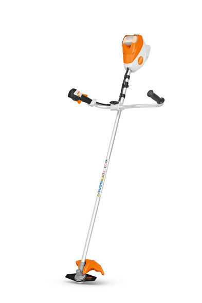 STIHL FA082000007 cordless brushcutter featuring a loop handle design, battery-powered operation, and durable cutting blade for landscaping and grounds maintenance.