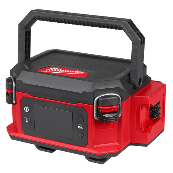 Milwaukee 0811-20 M18 Jobsite Lunch Warmer tool only with carrying handle and digital temperature controls.